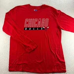 NBA Shirt Mens XL Red Chicago Bulls Basketball Graphic Long Sleeve Crew‎ Neck